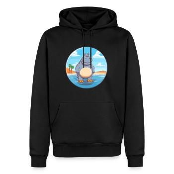 Nilpferd Aquarell Cartoon Kawaii Clipart Tier - Männer Premium Bio Hoodie - Schwarz - Vorne - Nico (187cm)