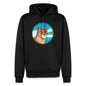 Cougar aquarelle dessin animé Kawaii Clipart Animal - Sweat à capuche Premium bio Homme - noir - Devant - Nico (187cm)
