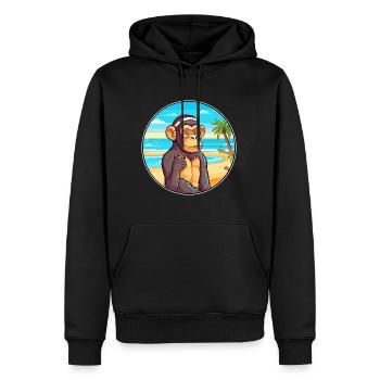 Chimpanzé aquarelle dessin animé Kawaii Clipart animal de compagnie - Sweat à capuche Premium bio Homme - noir - Devant - Nico (187cm)