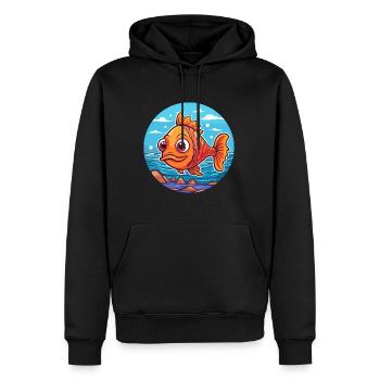 Poisson Aquarelle Dessin Animé Kawaii Clipart Animal - Sweat à capuche Premium bio Homme - noir - Devant - Nico (187cm)