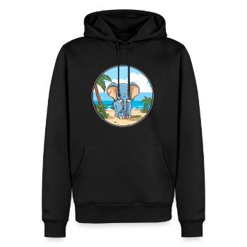 Éléphant aquarelle dessin animé Kawaii Clipart Animal - Sweat à capuche Premium bio Homme - noir - Devant - Nico (187cm)