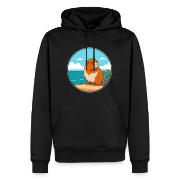 Cochon d’Inde aquarelle dessin animé Kawaii Clipart animal de compagnie - Sweat à capuche Premium bio Homme - noir - Devant - Nico (187cm)