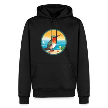 Colibri aquarelle dessin animé Kawaii Clipart animal de compagnie - Sweat à capuche Premium bio Homme - noir - Devant - Nico (187cm)
