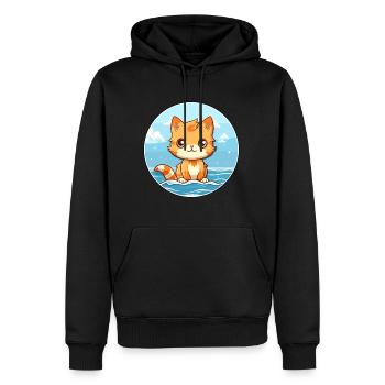 Chaton aquarelle dessin animé Kawaii Clipart Animal - Sweat à capuche Premium bio Homme - noir - Devant - Nico (187cm)