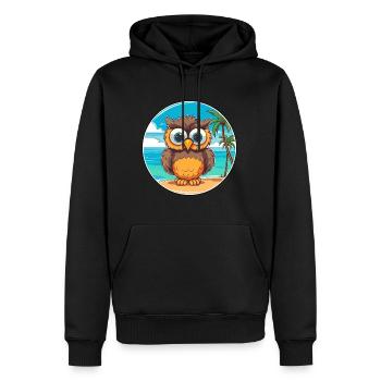 Eule Aquarell Karikatur Kawaii Clipart Tier - Männer Premium Bio Hoodie - Schwarz - Vorne - Nico (187cm)