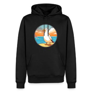 Mouette aquarelle dessin animé Kawaii Clipart Animal - Sweat à capuche Premium bio Homme - noir - Devant - Nico (187cm)