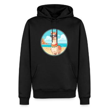 Lama Aquarell Cartoon Kawaii Clipart Tier - Männer Premium Bio Hoodie - Schwarz - Vorne - Nico (187cm)