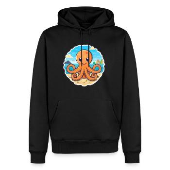 Poulpe aquarelle dessin animé kawaii Clipart Animal - Sweat à capuche Premium bio Homme - noir - Devant - Nico (187cm)