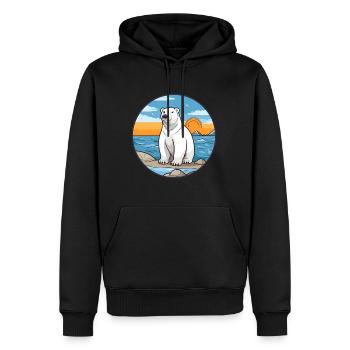 Ours polaire aquarelle dessin animé Kawaii Clipart animal de compagnie - Sweat à capuche Premium bio Homme - noir - Devant - Nico (187cm)