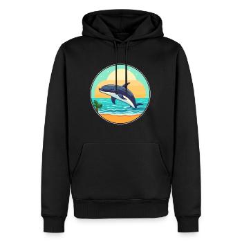 Wal Aquarell Cartoon Kawaii Clipart Tier - Männer Premium Bio Hoodie - Schwarz - Vorne - Nico (187cm)