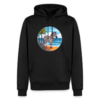 Zebra Watercolor Cartoon Kawaii Clipart Animal - Men’s Premium Organic Hoodie - black - Front - Nico (187cm)