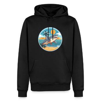 Requin aquarelle dessin animé kawaii Clipart Animal - Sweat à capuche Premium bio Homme - noir - Devant - Nico (187cm)