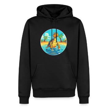 Turtle Watercolor Cartoon Kawaii Clipart Animal - Men’s Premium Organic Hoodie - black - Front - Nico (187cm)