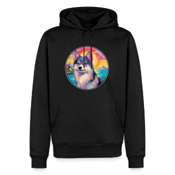 Alaskan Klee Kai Chien Race Coloré Dessin Animé Waterc - Sweat à capuche Premium bio Homme - noir - Devant - Nico (187cm)