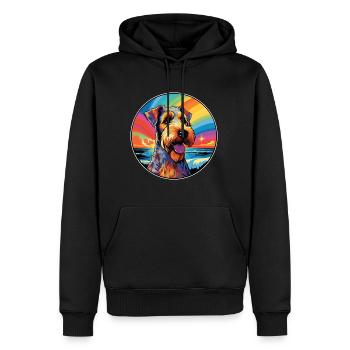 Airedale Terrier Chien Race Coloré Cartoon Waterc - Sweat à capuche Premium bio Homme - noir - Devant - Nico (187cm)