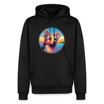 Australian Terrier Dog Breed Colorful Cartoon Wate - Men’s Premium Organic Hoodie - black - Front - Nico (187cm)