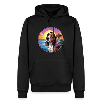 Basset Artesien Normand Hunderasse Bunte Karikatur - Männer Premium Bio Hoodie - Schwarz - Vorne - Nico (187cm)