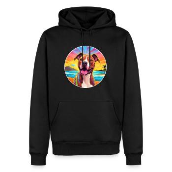 American Pitbull Terrier Hunderasse Buntes Cartoo - Männer Premium Bio Hoodie - Schwarz - Vorne - Nico (187cm)