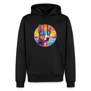 Race de chien de bétail australien Coloré Cartoon Eau - Sweat à capuche Premium bio Homme - noir - Devant - Nico (187cm)