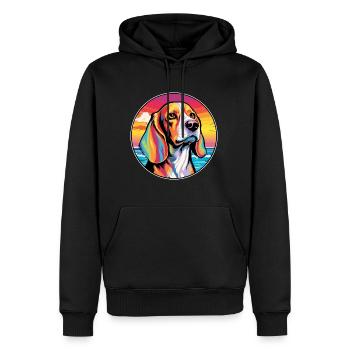 Beagle Harrier Hunderasse Bunte Karikatur Watercol - Männer Premium Bio Hoodie - Schwarz - Vorne - Nico (187cm)