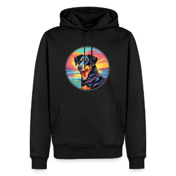 Beauceron chien race coloré dessin animé aquarelle - Sweat à capuche Premium bio Homme - noir - Devant - Nico (187cm)