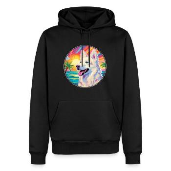 Berger Blanc Suisse Dog Breed Colorful Cartoon Wat - Men’s Premium Organic Hoodie - black - Front - Nico (187cm)