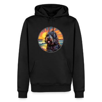 Race de chien Terrier russe noir Dessin animé coloré W - Sweat à capuche Premium bio Homme - noir - Devant - Nico (187cm)