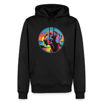Chien d’arrêt belge de race Dessin animé coloré Waterco - Sweat à capuche Premium bio Homme - noir - Devant - Nico (187cm)