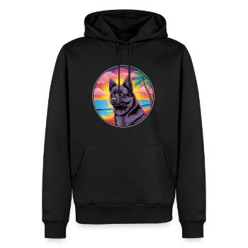 Schwarzer norwegischer Elchhund Hunderasse Buntes Cartoo - Männer Premium Bio Hoodie - Schwarz - Vorne - Nico (187cm)