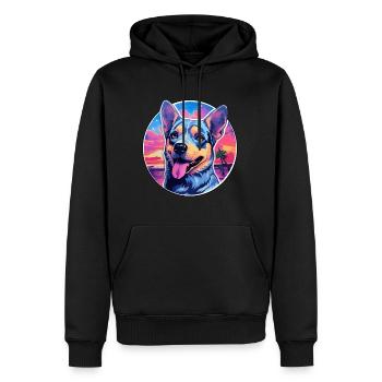 Blue Heeler chien race coloré dessin animé aquarelle - Sweat à capuche Premium bio Homme - noir - Devant - Nico (187cm)