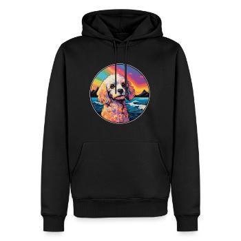Bolognaise chien race coloré dessin animé aquarelle - Sweat à capuche Premium bio Homme - noir - Devant - Nico (187cm)