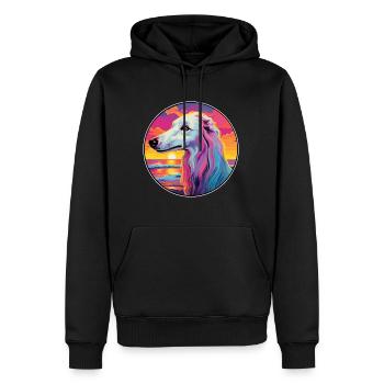 Barzoï chien race coloré dessin animé aquarelle - Sweat à capuche Premium bio Homme - noir - Devant - Nico (187cm)