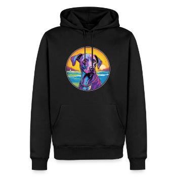 Bleu dentelle chien race coloré dessin animé aquarelle - Sweat à capuche Premium bio Homme - noir - Devant - Nico (187cm)