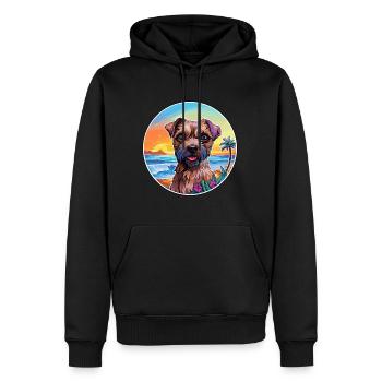 Border Terrier Chien Race Coloré Cartoon Watercol - Sweat à capuche Premium bio Homme - noir - Devant - Nico (187cm)