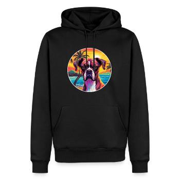 Boxer Hund Rasse Bunte Karikatur Aquarell - Männer Premium Bio Hoodie - Schwarz - Vorne - Nico (187cm)