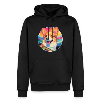Corgi Hunderasse Bunte Karikatur Aquarell - Männer Premium Bio Hoodie - Schwarz - Vorne - Nico (187cm)