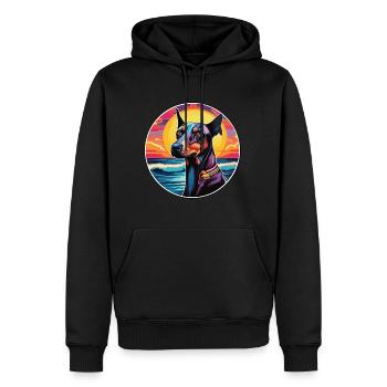 Doberman chien race coloré dessin animé aquarelle - Sweat à capuche Premium bio Homme - noir - Devant - Nico (187cm)