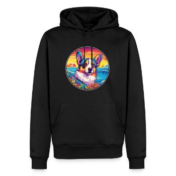 Strickjacke Welsh Corgi Hunderasse Bunte Karikatur Wa - Männer Premium Bio Hoodie - Schwarz - Vorne - Nico (187cm)