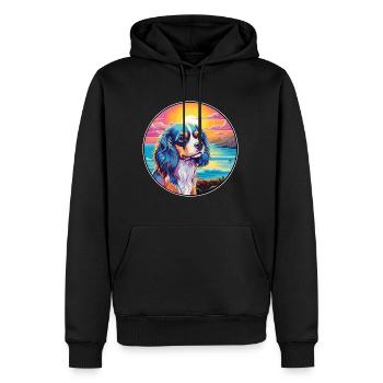 Kavaliershunderasse buntes Karikatur-Aquarell - Männer Premium Bio Hoodie - Schwarz - Vorne - Nico (187cm)