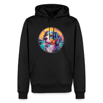 Caucasian Ovcharka Dog Breed Colorful Cartoon Wate - Men’s Premium Organic Hoodie - black - Front - Nico (187cm)