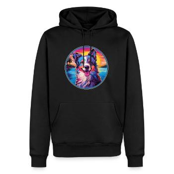 Chien de berger croate race de chien coloré dessin animé eau - Sweat à capuche Premium bio Homme - noir - Devant - Nico (187cm)