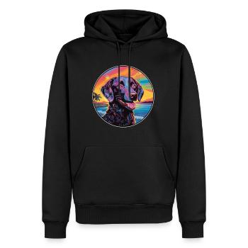 Lockige beschichtete Retriever-Hunderasse bunte Karikatur - Männer Premium Bio Hoodie - Schwarz - Vorne - Nico (187cm)