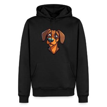 Alopekis race de chien dessin animé Kawaii Illustration - Sweat à capuche Premium bio Homme - noir - Devant - Nico (187cm)