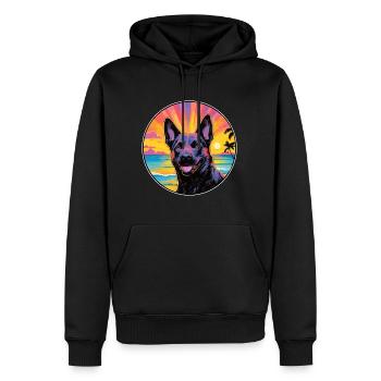 Berger Hollandais Chien Race Coloré Cartoon Watercol - Sweat à capuche Premium bio Homme - noir - Devant - Nico (187cm)