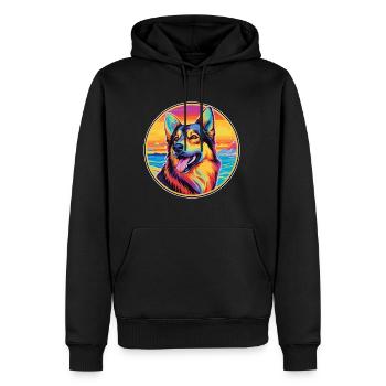 Race de chien de berger d’Europe de l’Est Dessin animé coloré - Sweat à capuche Premium bio Homme - noir - Devant - Nico (187cm)