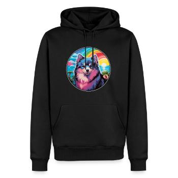 Chien de Laponie finlandais Race de dessin animé coloré Waterc - Sweat à capuche Premium bio Homme - noir - Devant - Nico (187cm)