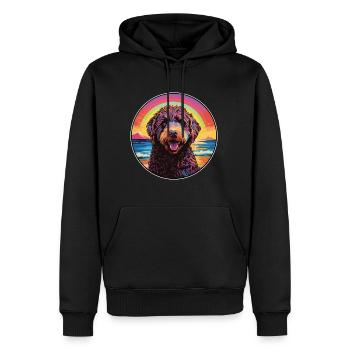 Frison Chien D’eau Race Coloré Dessin Animé Watercolo - Sweat à capuche Premium bio Homme - noir - Devant - Nico (187cm)