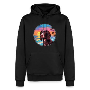 Deutsch Langhaar Vorstehhund Rasse bunt Carto - Männer Premium Bio Hoodie - Schwarz - Vorne - Nico (187cm)