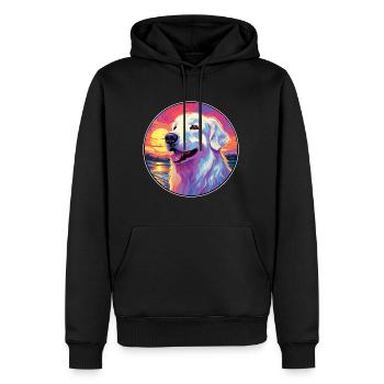 Grande race de chien des Pyrénées coloré dessin animé Watercol - Sweat à capuche Premium bio Homme - noir - Devant - Nico (187cm)