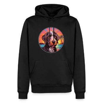 Chien d’arrêt allemand à poil dur race colorée Carto - Sweat à capuche Premium bio Homme - noir - Devant - Nico (187cm)